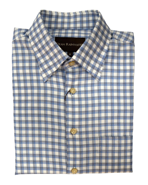 Hidden Button Down Sport Shirt In Silver & Blue by Dean Rainwater - Rainwater's Men's Clothing and Tuxedo Rental