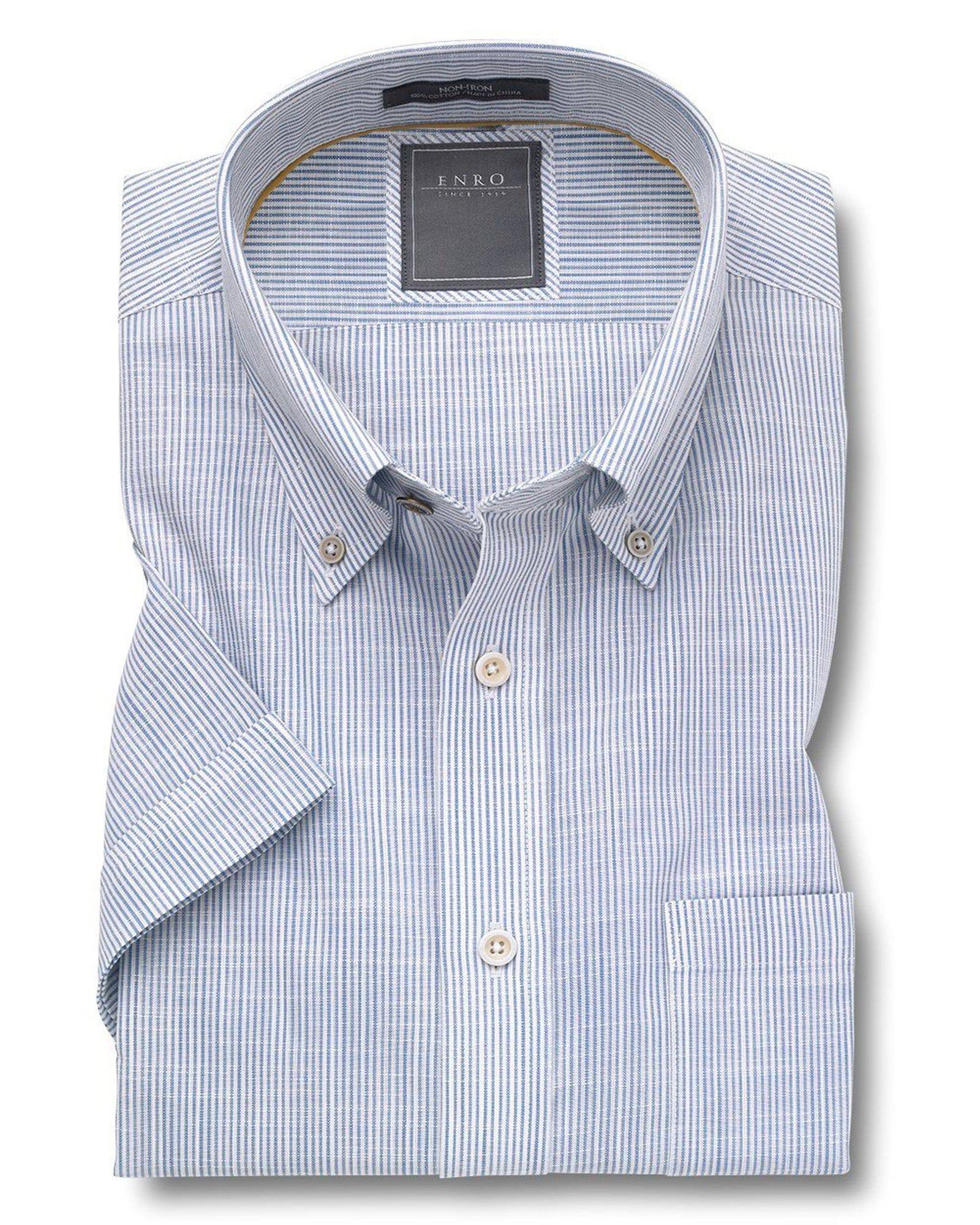 enro dress shirts Enro Light Blue Stripe Short Sleeve Button Up Shirt