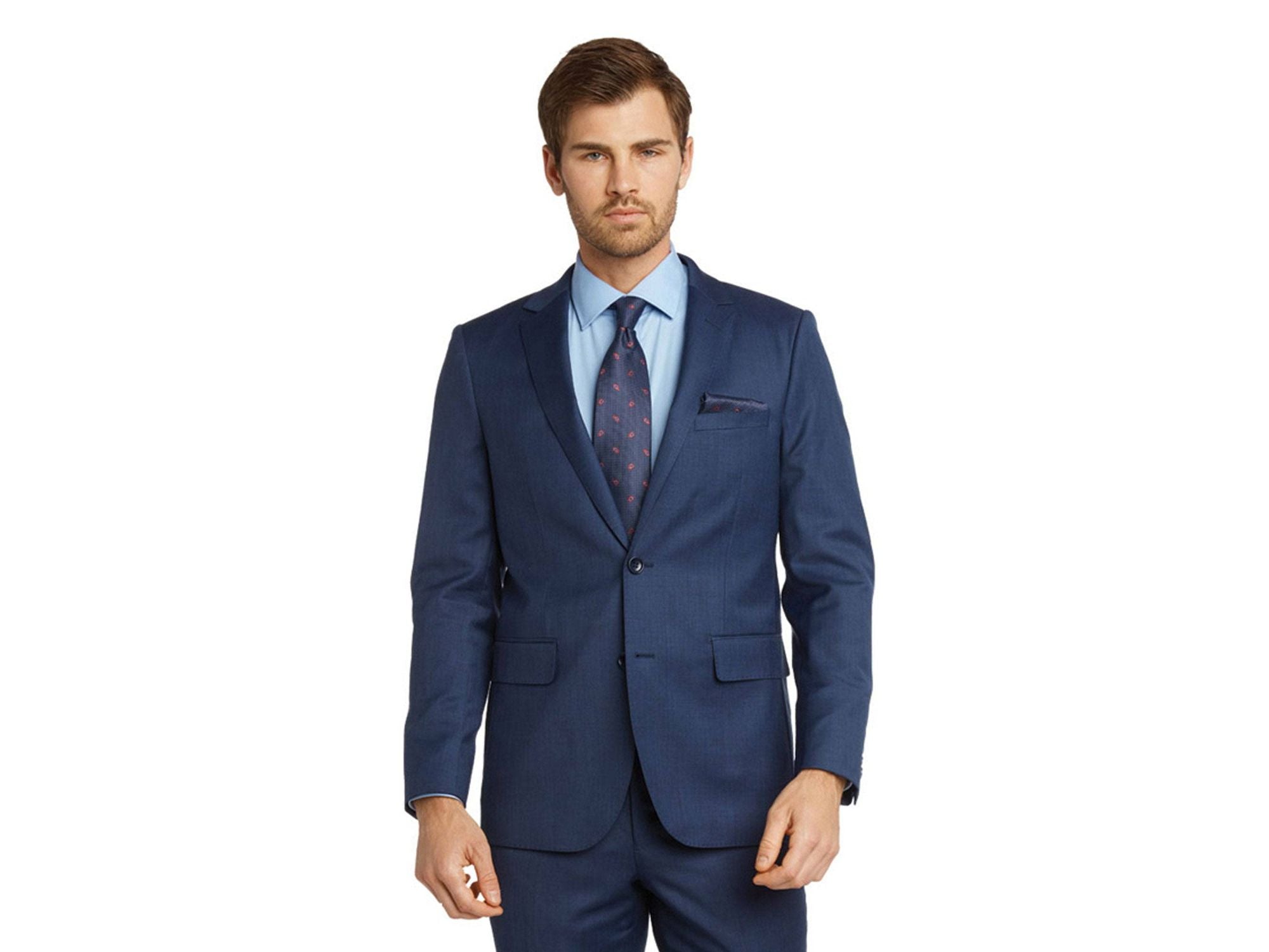 Modern Fit Sharkskin Suit in French Blue - Rainwater's Men's Clothing and Tuxedo Rental