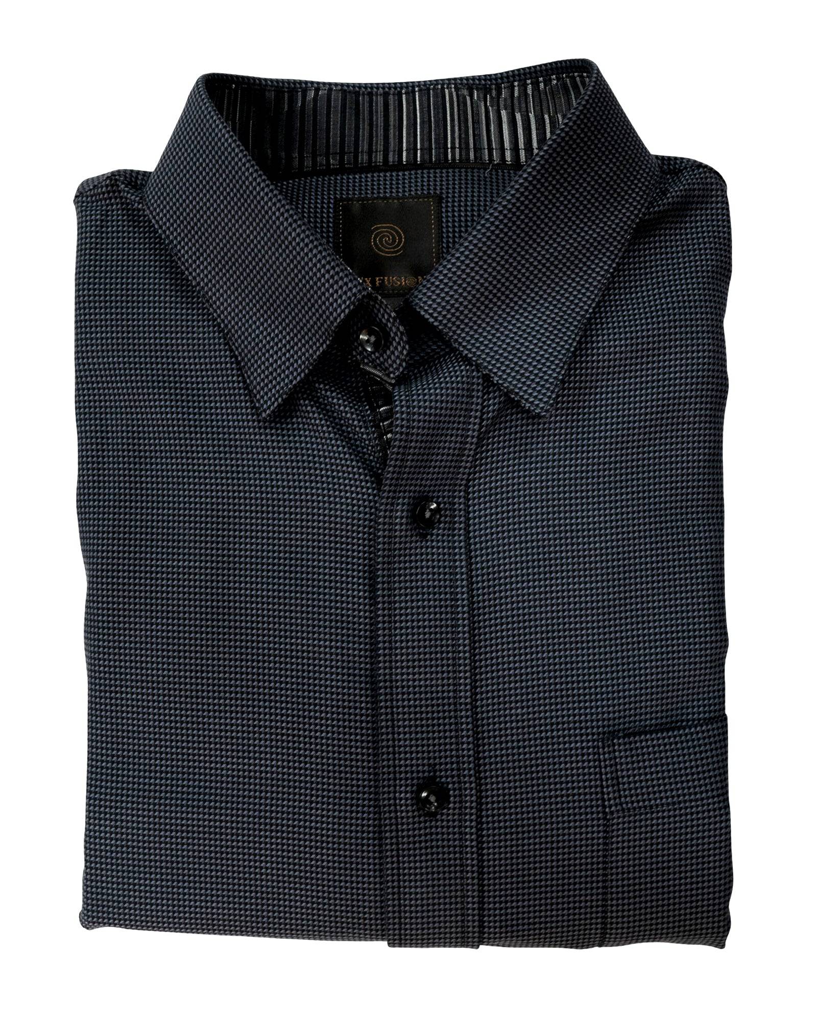 F/X Fusion Grey & Black Neat Check Sport Shirt - Rainwater's Men's Clothing and Tuxedo Rental
