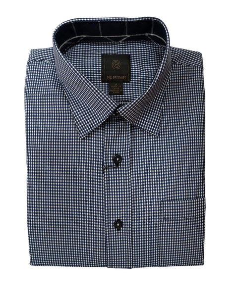 Navy & White Textured Hidden Button Down Sport Shirt - Rainwater's Men's Clothing and Tuxedo Rental
