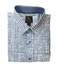 F/X Fusion Blue and White Grip Print Sport Shirt - Rainwater's Men's Clothing and Tuxedo Rental