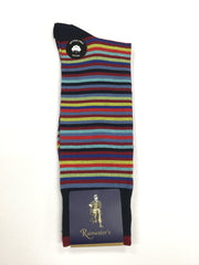 Rainwater's Mercerized Cotton Multi Stripe Dress Sock - Rainwater's Men's Clothing and Tuxedo Rental
