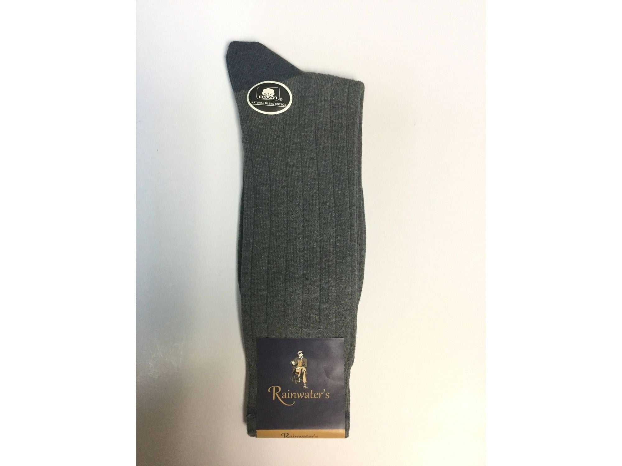 Rainwater's Cotton Ribbed Solid Color Block Dress Sock - Rainwater's Men's Clothing and Tuxedo Rental