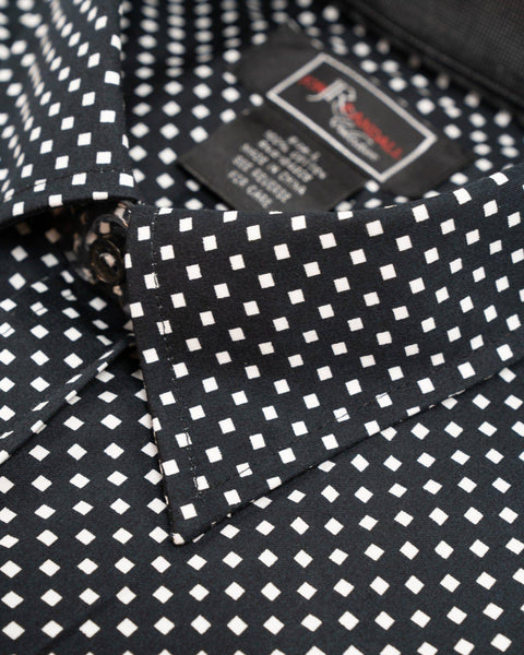 Jon Randall Collection Black & White Squares Sport Shirt - Rainwater's Men's Clothing and Tuxedo Rental
