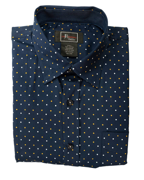 Jon Randall Collection Navy Khaki Dot Sport Shirt - Rainwater's Men's Clothing and Tuxedo Rental