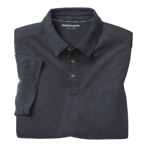 Johnston & Murphy Vintage Slub Polo Shirt in Black - Rainwater's Men's Clothing and Tuxedo Rental