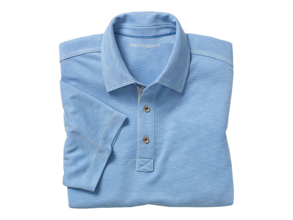 Johnston & Murphy Vintage Slub Polo Shirt in Light Blue - Rainwater's Men's Clothing and Tuxedo Rental