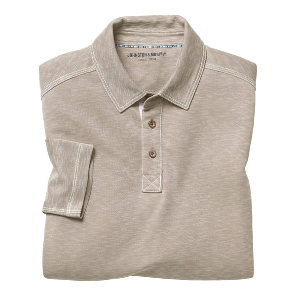 Johnston & Murphy Vintage Slub Polo Shirt in Sand - Rainwater's Men's Clothing and Tuxedo Rental