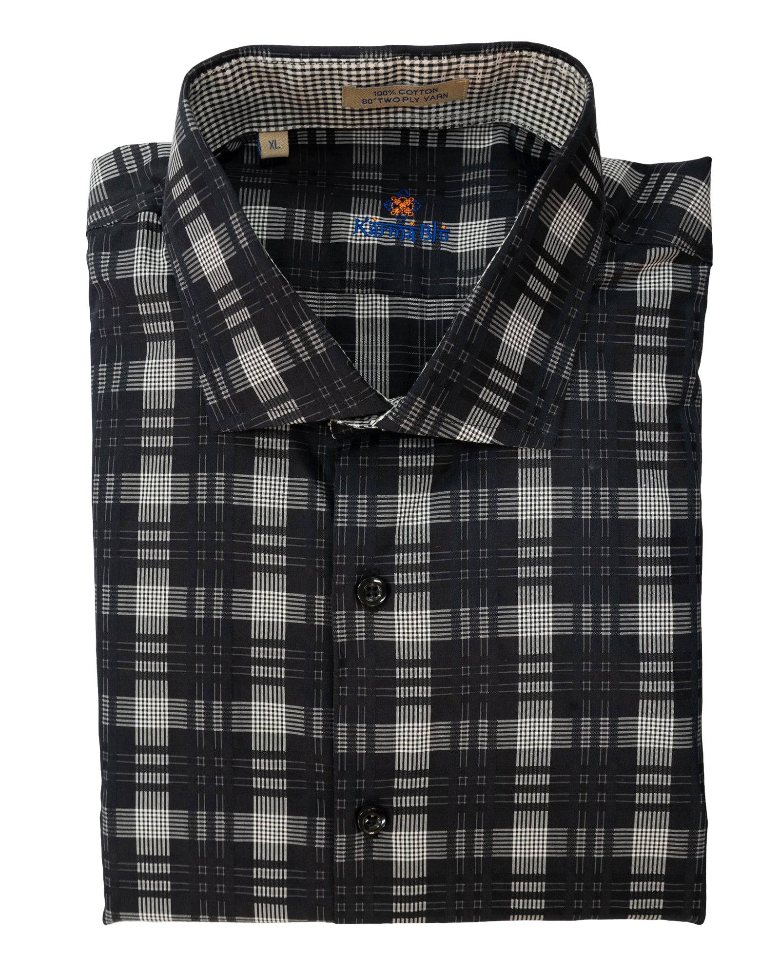 Karma Blu Black Plaid Sport Shirt - Rainwater's Men's Clothing and Tuxedo Rental