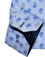 Marcello Ocean Blue With Khaki Paisley Shirt - Rainwater's Men's Clothing and Tuxedo Rental