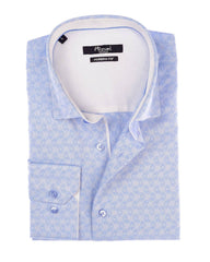 Mizumi Print Long Sleeve Hidden Button Down in Light Blue Paisley - Rainwater's Men's Clothing and Tuxedo Rental