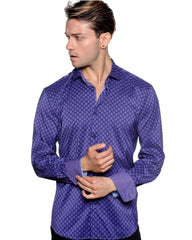 Mizumi Navy & Purple Print Sport Shirt - Rainwater's Men's Clothing and Tuxedo Rental