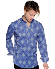 Mizumi Blue Diamond Mulit Print Sport Shirt - Rainwater's Men's Clothing and Tuxedo Rental