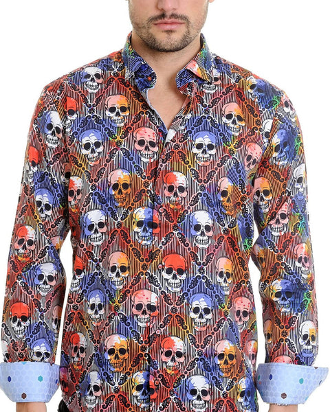 Mizumi Skulls Print Sport Shirt - Rainwater's Men's Clothing and Tuxedo Rental