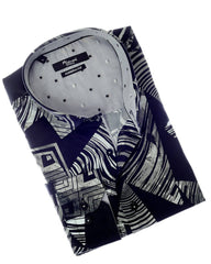 Mizumi Black & Grey Abstract Print Sport Shirt - Rainwater's Men's Clothing and Tuxedo Rental