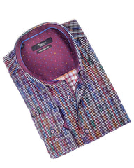 Mizumi Multi Color Grid Print Sport Shirt - Rainwater's Men's Clothing and Tuxedo Rental