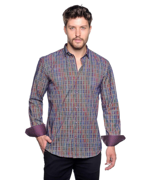 Mizumi Multi Color Grid Print Sport Shirt - Rainwater's Men's Clothing and Tuxedo Rental