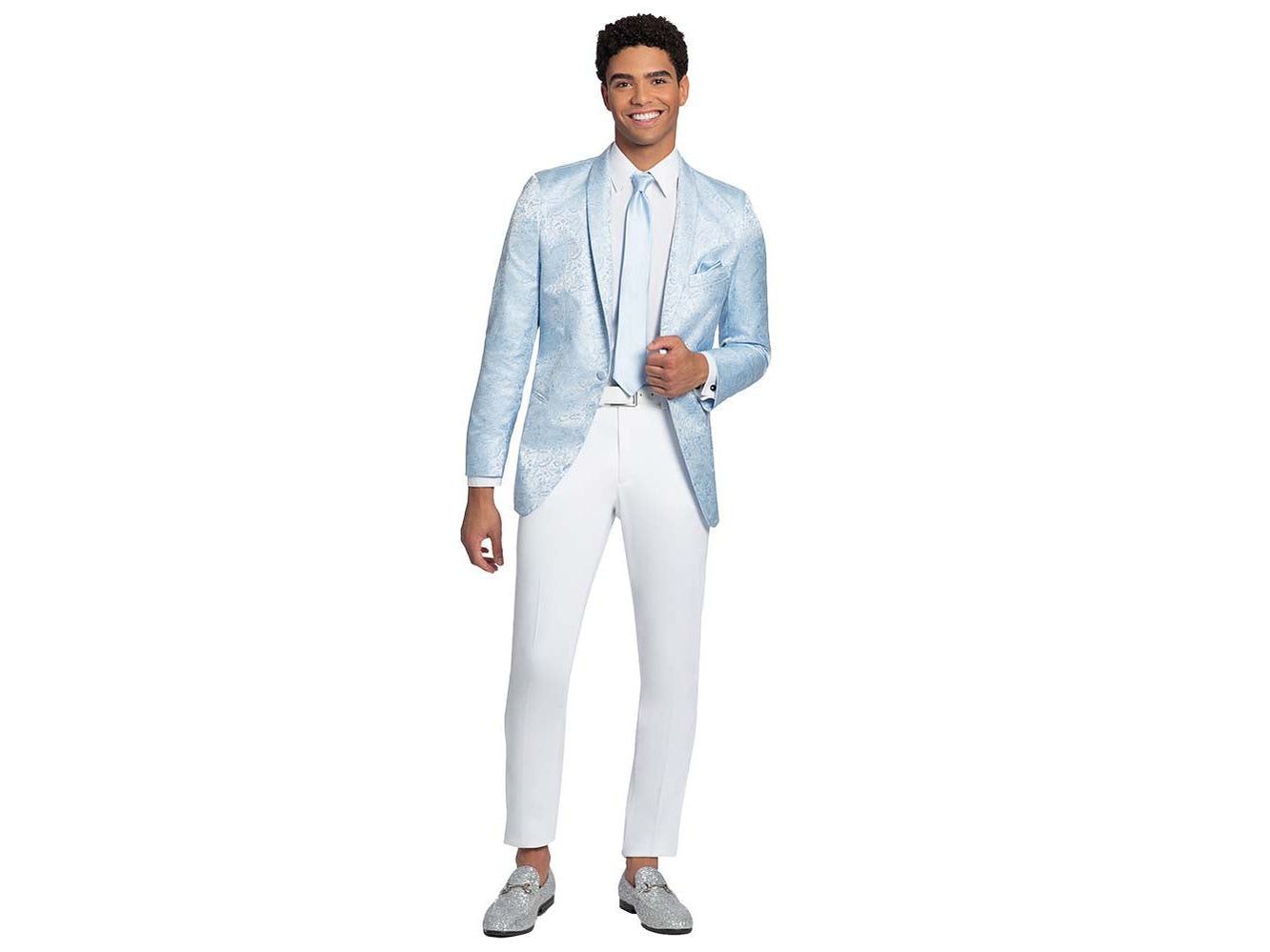 Light Blue Aria Paisley Shawl lapel Dinner Jacket Tuxedo Rental