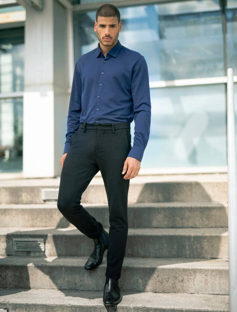 Stone Rose Navy Texture Knit Long Sleeve Shirt, M Stone Rose Navy Texture Knit Long Sleeve Shirt, M