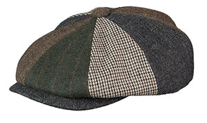 Broner Brown/Olive Patchwork Wool Blend Quarter Cap - Rainwater's Men's Clothing and Tuxedo Rental