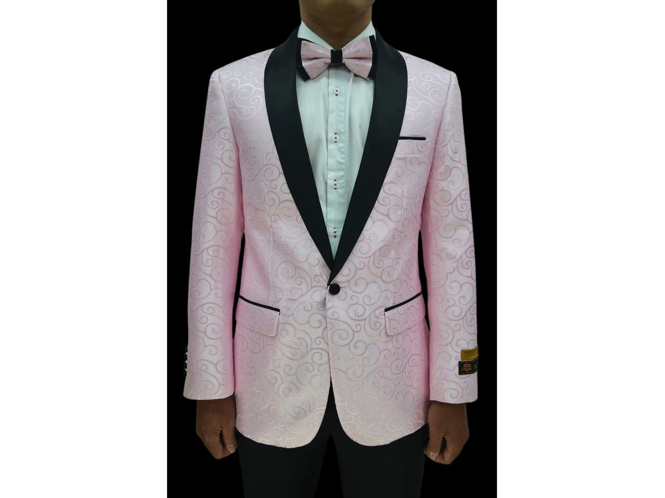 Pink Swirl & Dot Textured Shawl Tuxedo Rental Rainwater's