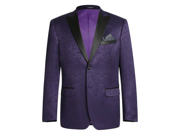 Purple Textured Peak lapel Dinner Jacket Tuxedo Rental - Rainwater's Men's Clothing and Tuxedo Rental