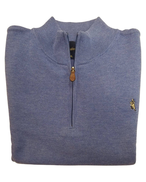 1/4 Zip Mock Sweater in Marine Cotton Blend - Rainwater's Men's Clothing and Tuxedo Rental