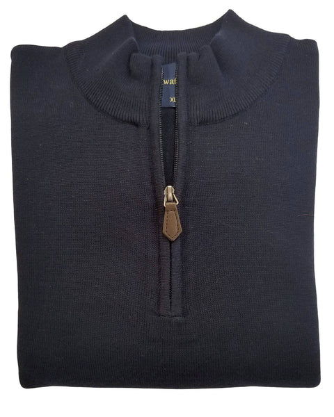 1/4 Zip Mock Sweater in Navy Cotton Blend - Rainwater's Men's Clothing and Tuxedo Rental