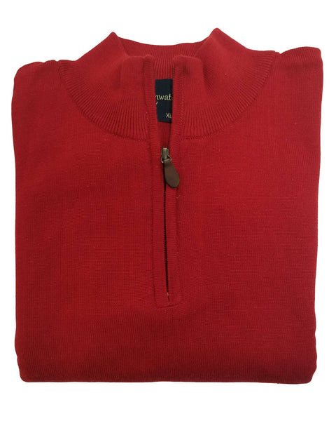 1/4 Zip Mock Sweater in Red Cotton Blend - Rainwater's Men's Clothing and Tuxedo Rental