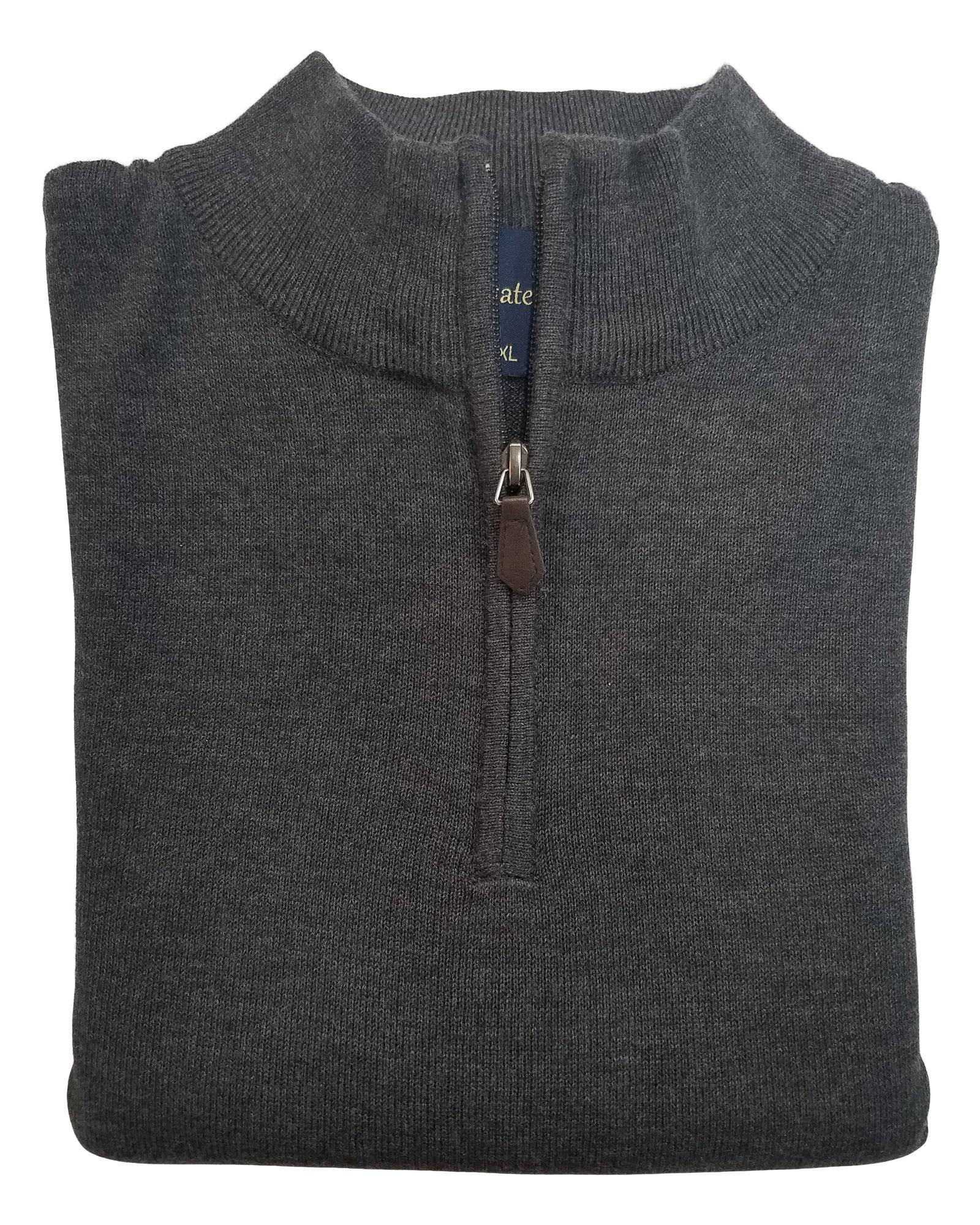 1/4 Zip Mock Sweater Vest in Charcoal Cotton Blend - Rainwater's Men's Clothing and Tuxedo Rental