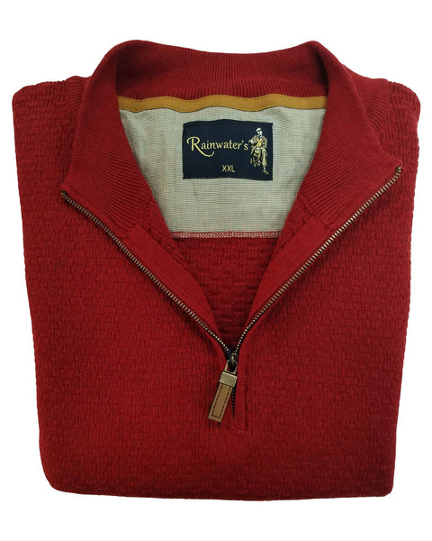 1/4 Zip Mock Sweater in Claret Red Cotton Blend - Rainwater's Men's Clothing and Tuxedo Rental