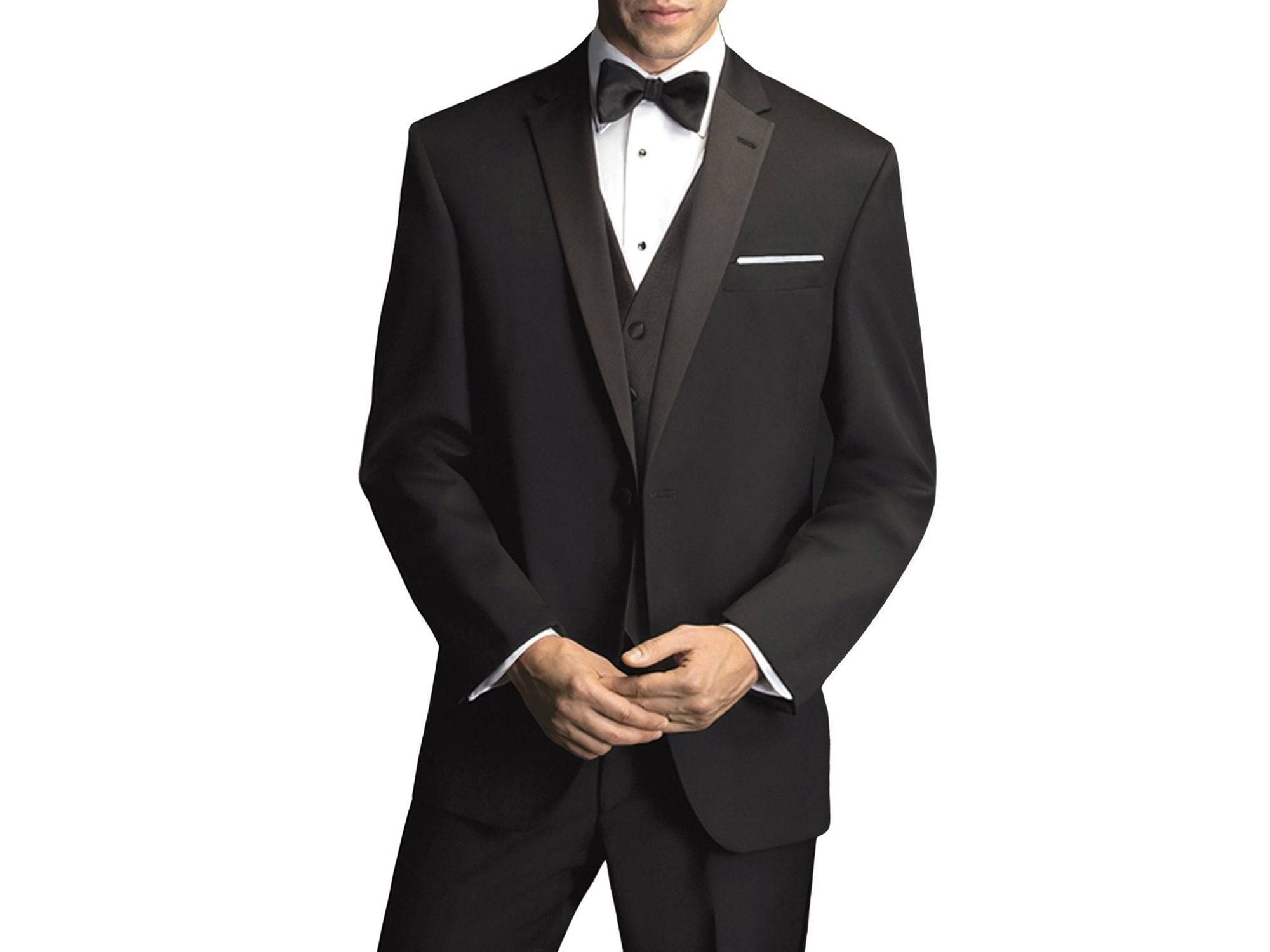 Rainwater's Slim Fit Black Notch Tuxedo In Tropical Weight Man Made Fabric 40 Regular