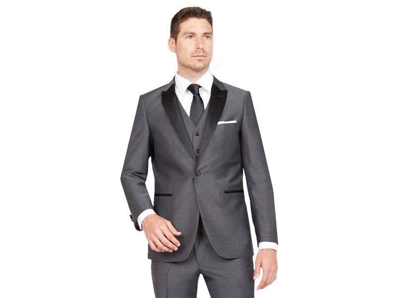 Light grey tuxedo with black lapel on sale
