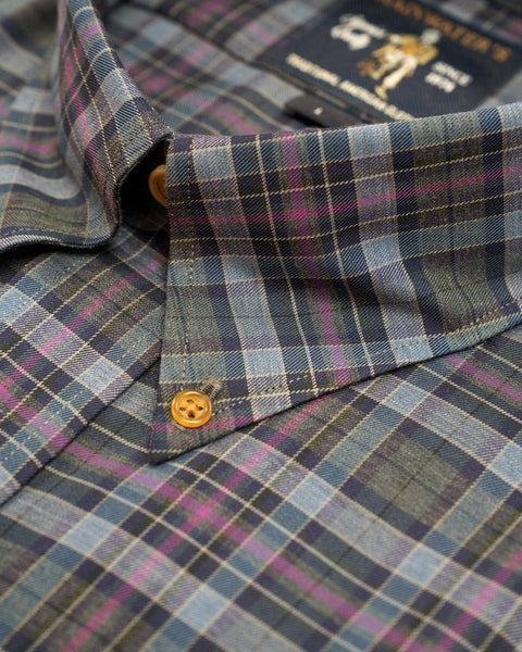 Blue Grey & Purple Plaid Wrinkle Free Sport Shirt by Rainwater's - Rainwater's Men's Clothing and Tuxedo Rental