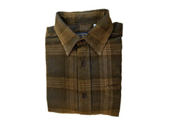 Washed Corduroy Sport Shirt In Olive And Brown Plaid Sport Shirt - Rainwater's Men's Clothing and Tuxedo Rental