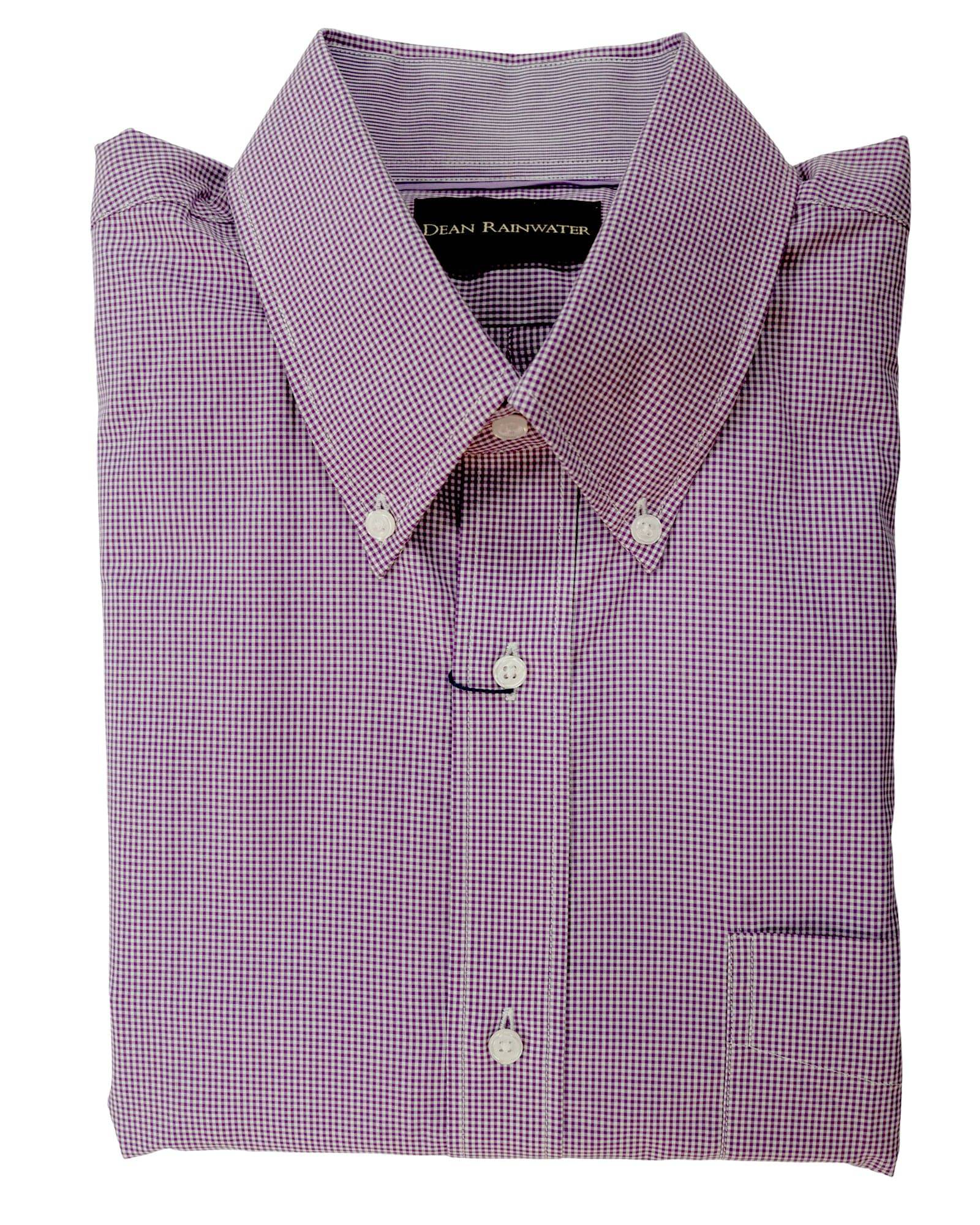 Dean Rainwater's 100% Cotton Mini Plum Gingham Button Down Sport Shirt - Rainwater's Men's Clothing and Tuxedo Rental