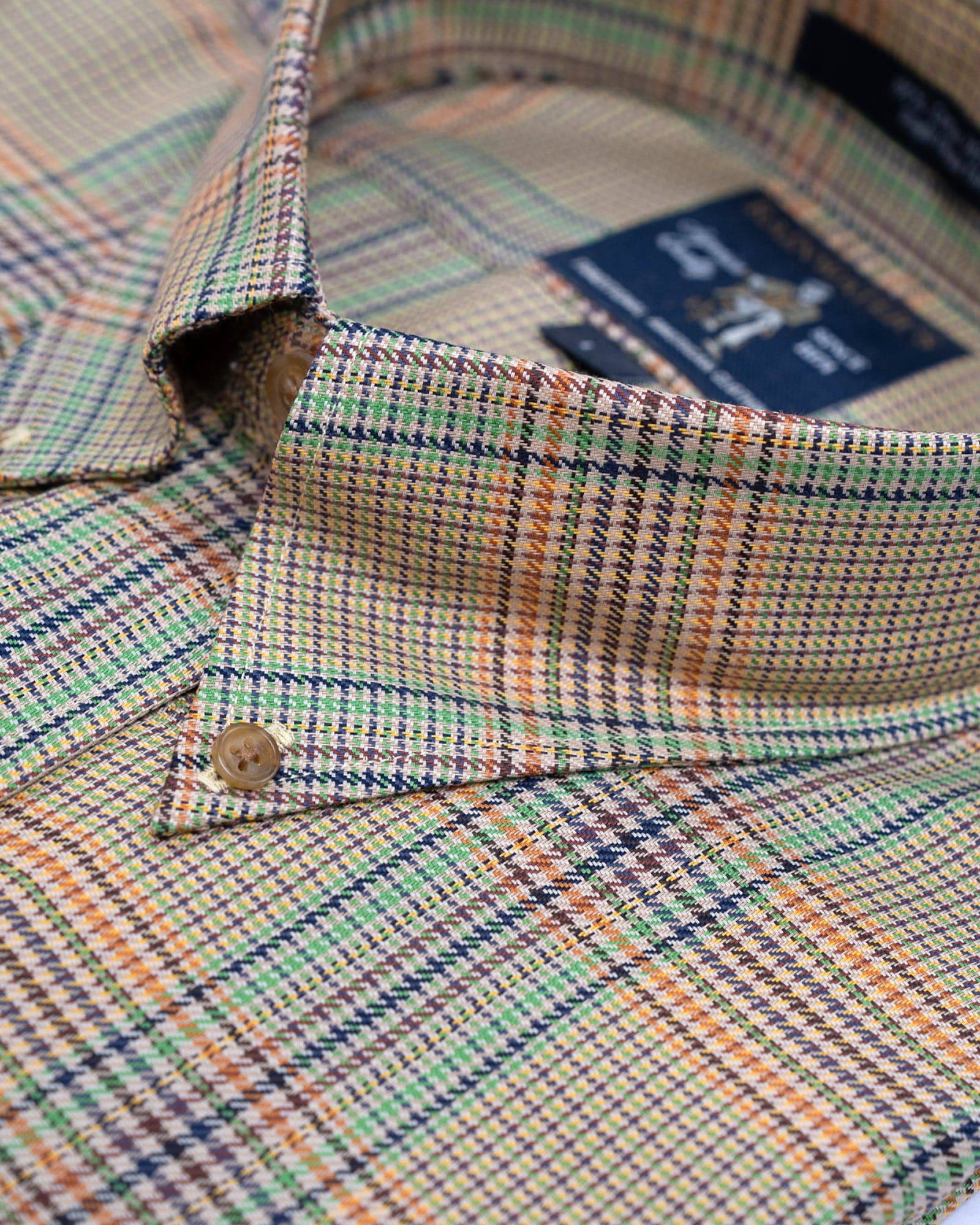 Khaki & Lime Plaid Wrinkle Free Button Up Sport Shirt by Rainwater's - Rainwater's Men's Clothing and Tuxedo Rental