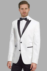 White With Black Peak Lapel Tuxedo Rental - Rainwater's Men's Clothing and Tuxedo Rental