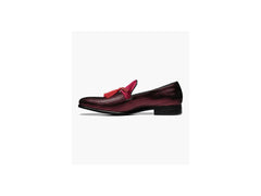 Stacy Adams Sonata Herringbone Tassel Slip On Loafer In Burgundy - Rainwater's Men's Clothing and Tuxedo Rental