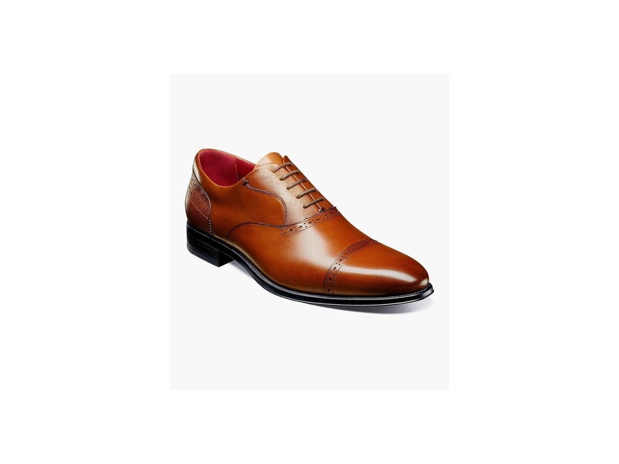 Stacy Adams Heath Cap Toe Lace up Oxford In Cognac - Rainwater's Men's Clothing and Tuxedo Rental