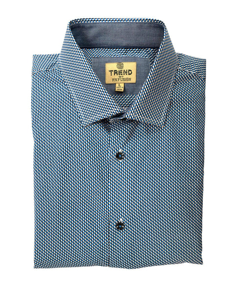 Trend by F/X Fusion Navy and Tan Mosaic Print Sport Shirt - Rainwater's Men's Clothing and Tuxedo Rental