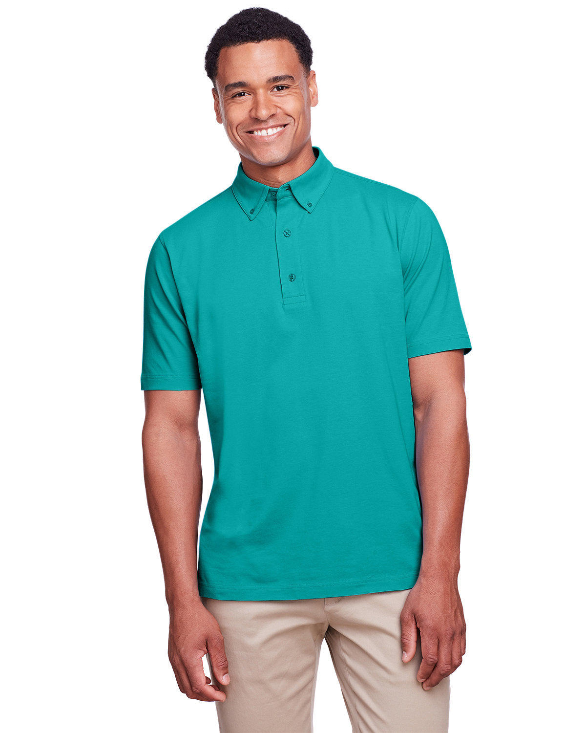 Rainwater's Stretch Button Down Collar Polo In Teal - Rainwater's Men's Clothing and Tuxedo Rental