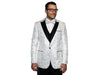 White Paisley With Black Peak Lapel Dinner Jacket Tuxedo Rental - Rainwater's Men's Clothing and Tuxedo Rental