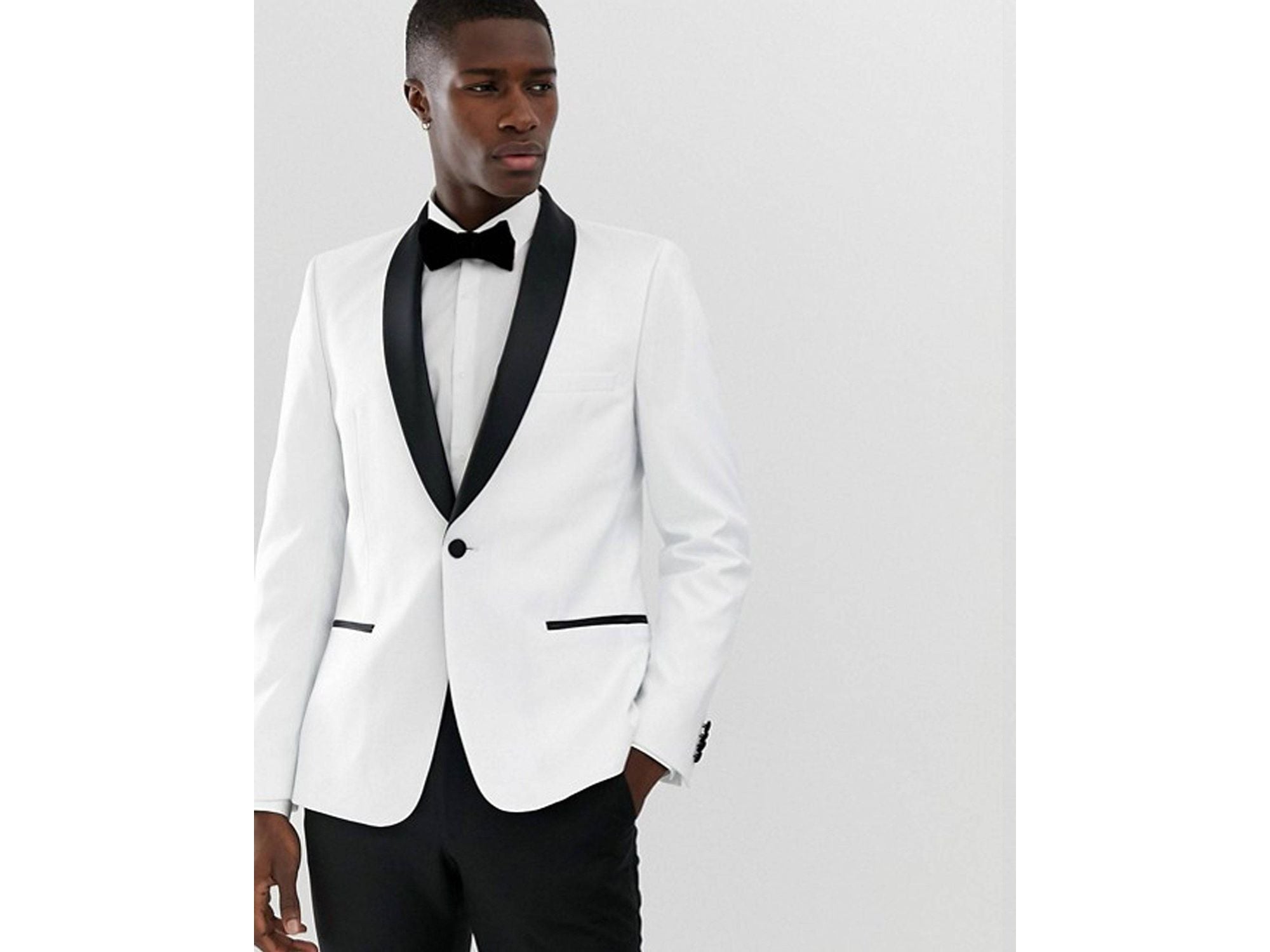 White With Black Shawl Dinner Jacket Tuxedo Rental - Rainwater's Men's Clothing and Tuxedo Rental
