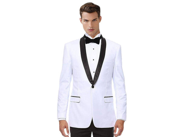 White With Black Shawl Dinner Jacket Tuxedo Rental - Rainwater's Men's Clothing and Tuxedo Rental